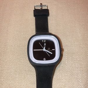 Mens Riviera Watch Square Face Silicone Black Band